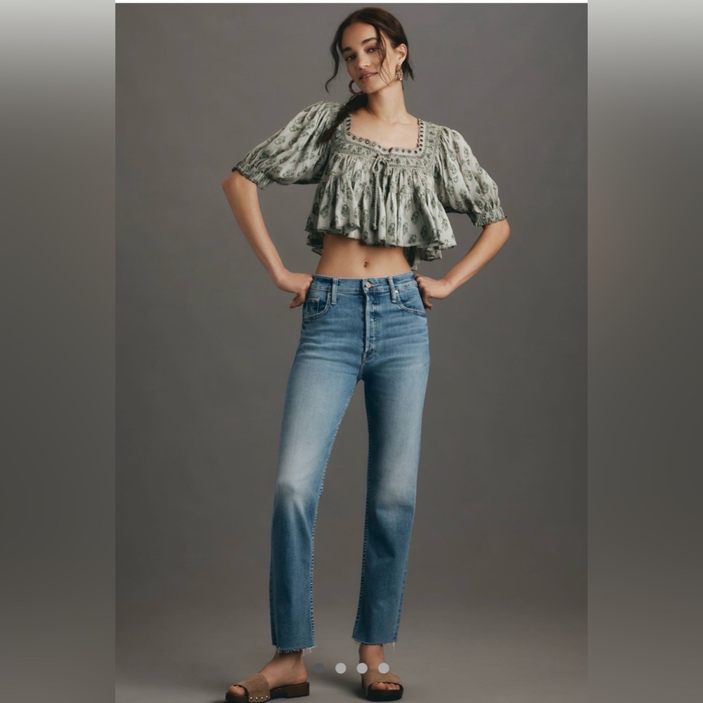 MOTHER Blue Straight Leg Jeans